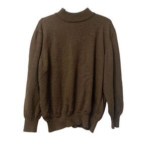 Lord & Taylor Mens XL Italian Merino Wool Mock Neck Sweater Brown Made‎ in Italy